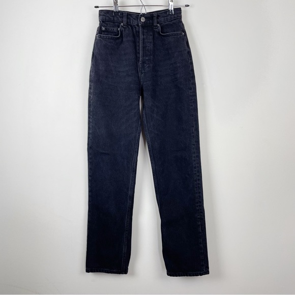 Reformation Cynthia High Rise Straight Jeans Button Fly Washed Black - Picture 3 of 12